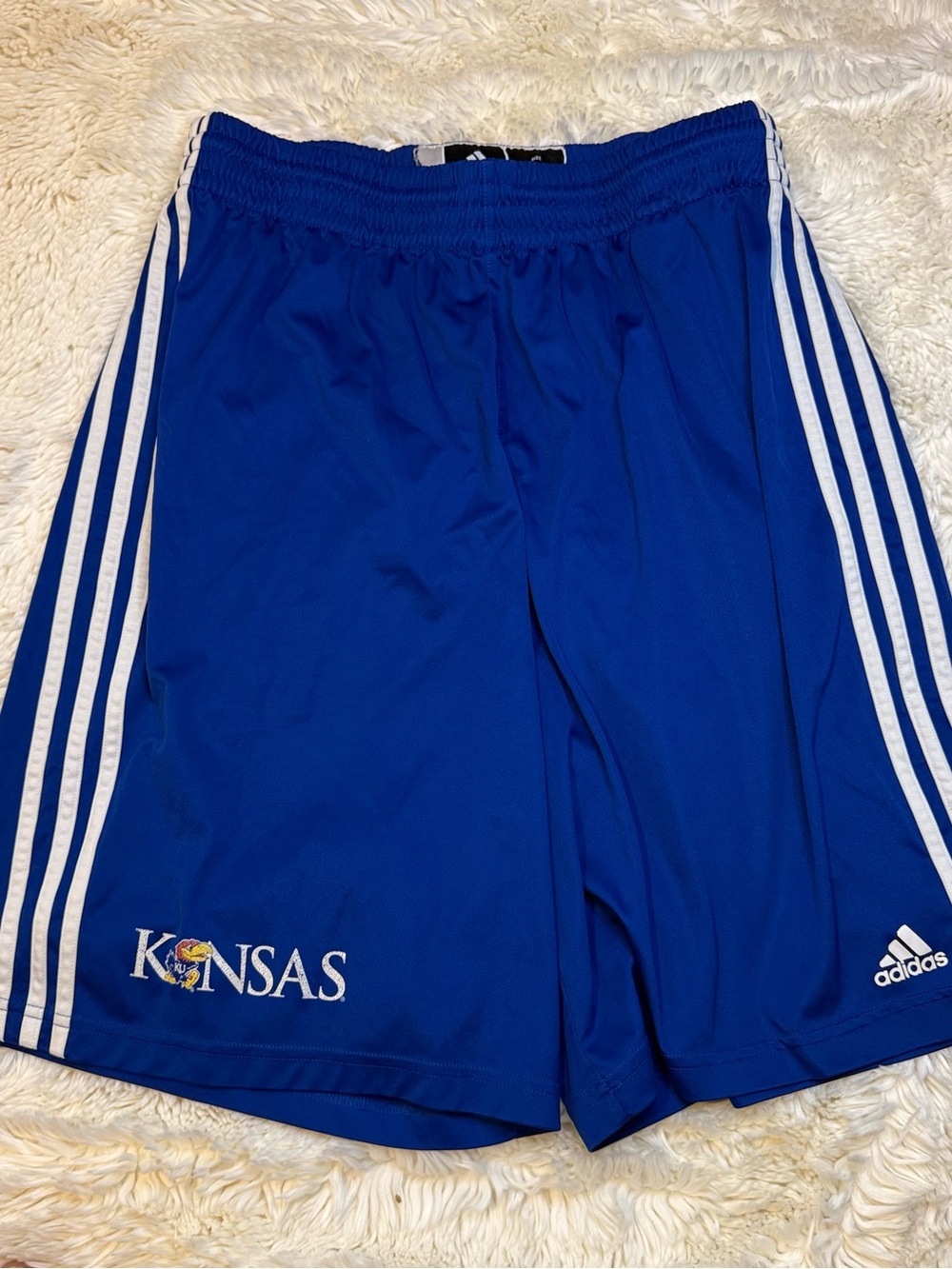 adidas men’s Kansas university Royal Blue basketball Shorts no liner 9” inseam